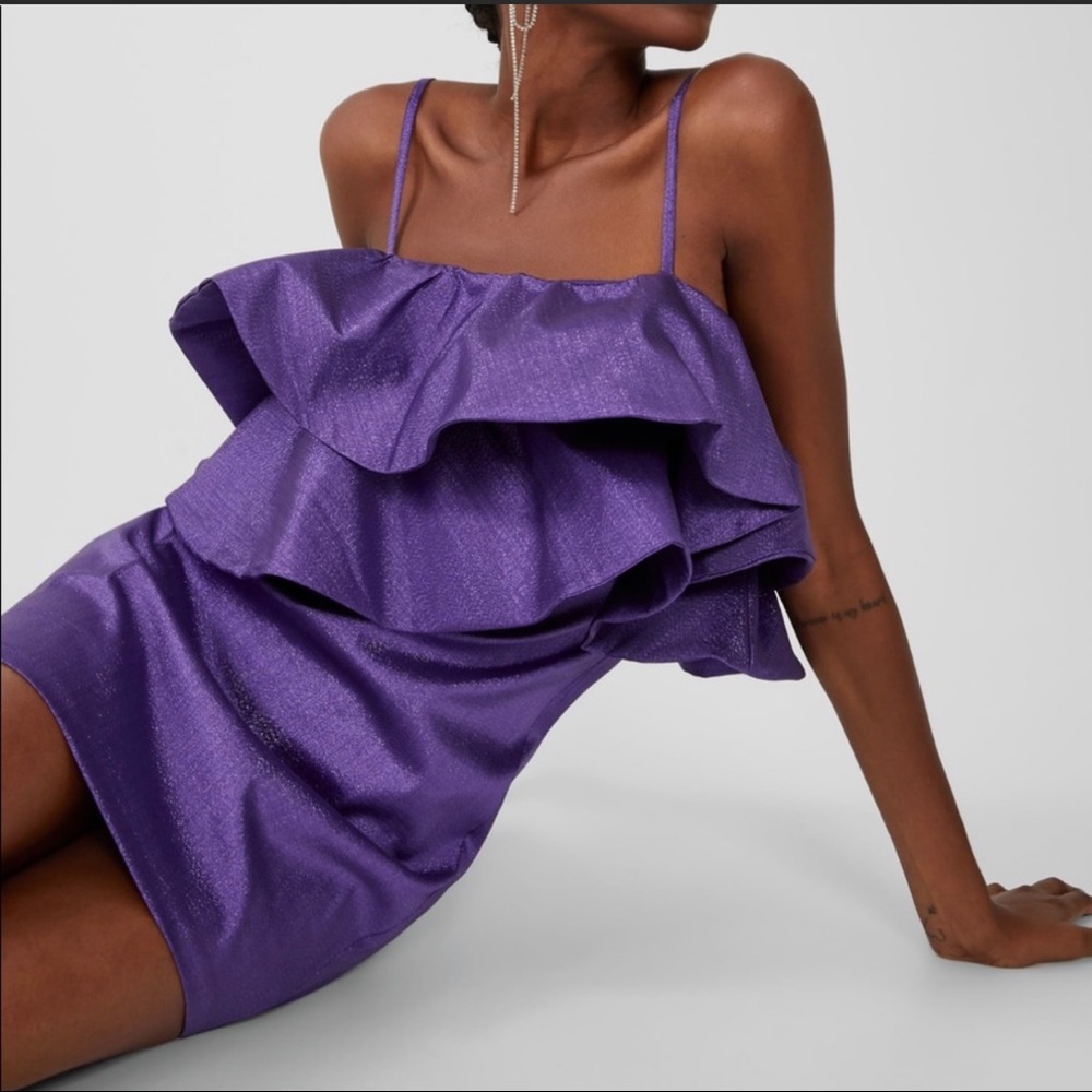 ZARA (Bloggers Favorite) Ruffled Metallic Purple - Picture 7 of 11
